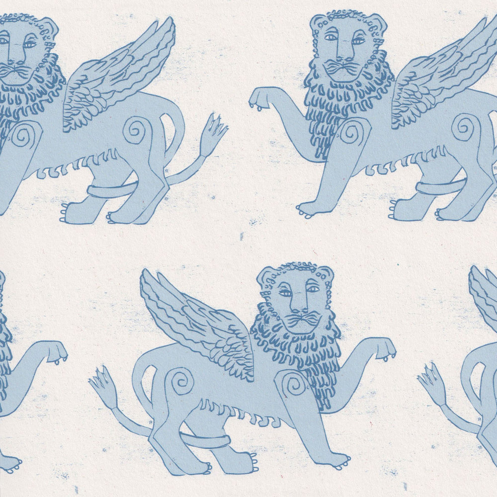 Winged Lion Wallpaper Blue