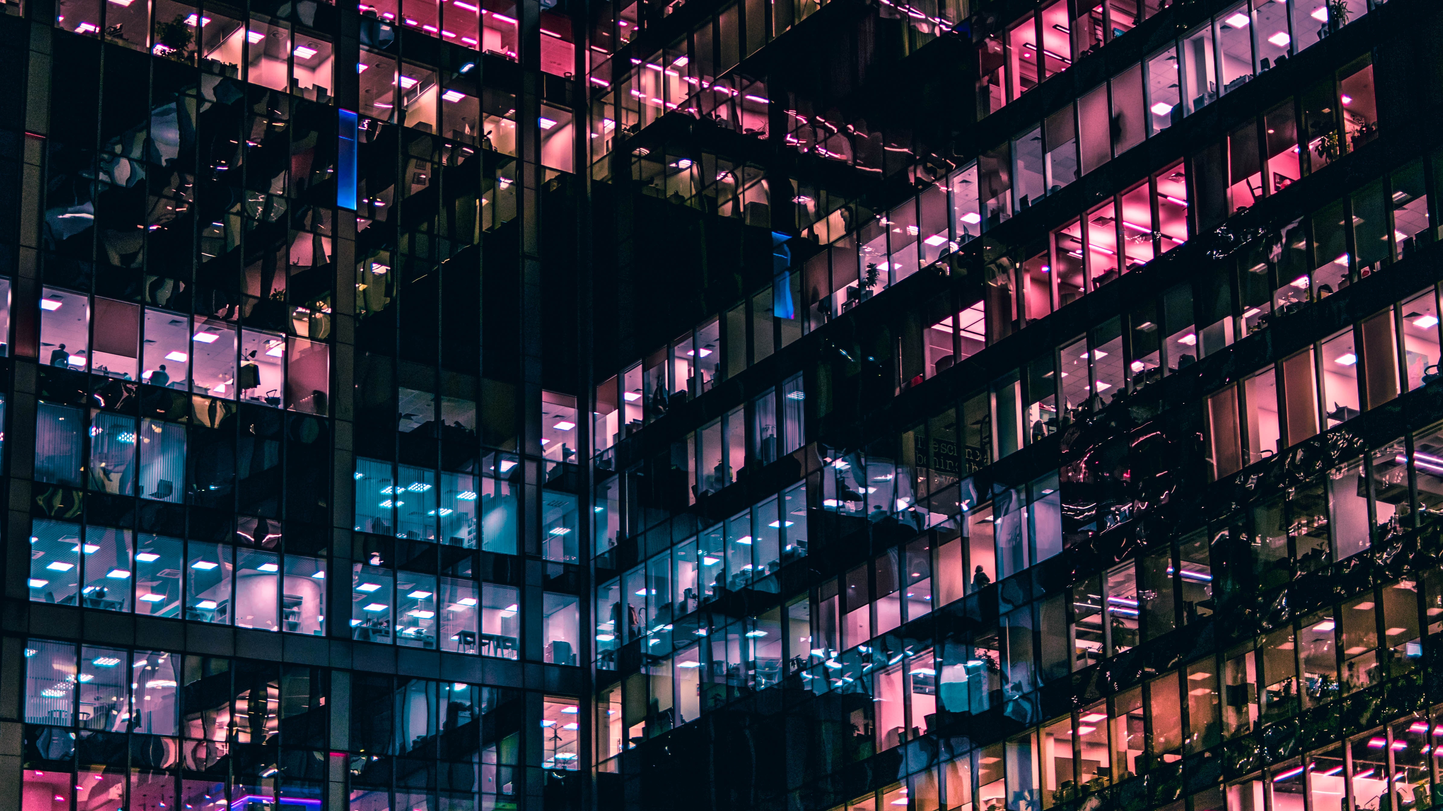 4782x2690 business, office, facade, building, city, perspective, geometry, architecture, color, urban, PNG image, archilover, geometric, shape, line, light, neon, skyscraper, night, window, neoncity Gallery HD Wallpaper