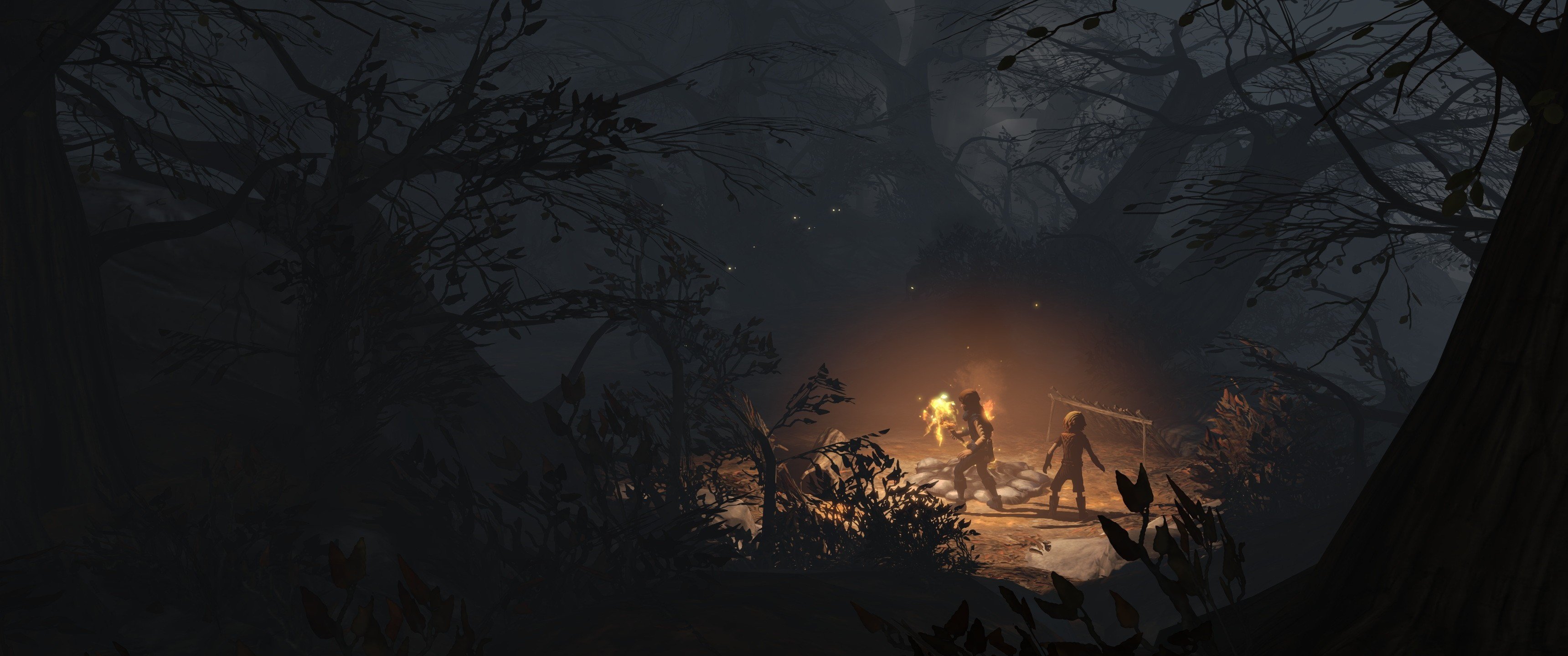 forest, video games, night, evening, morning, screen shot, moonlight, midnight, Brothers A Tale of Two Sons, darkness, screenshot, atmospheric phenomenon, geological phenomenon Gallery HD Wallpaper