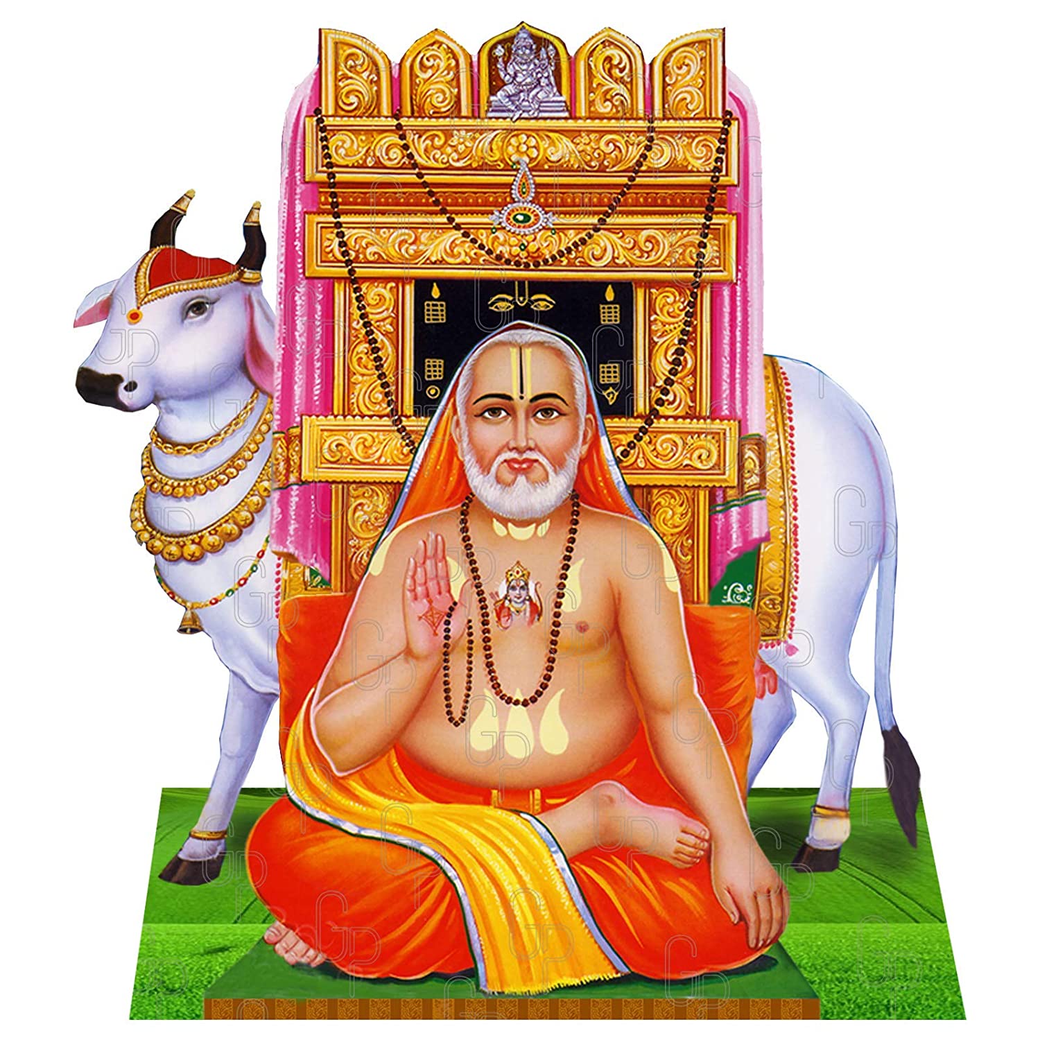 Giriram Photo Raghavendra Swamy with Kamadhenu Wooden Cutout (8 x 6 Inches), Amazon.in: Home & Kitchen