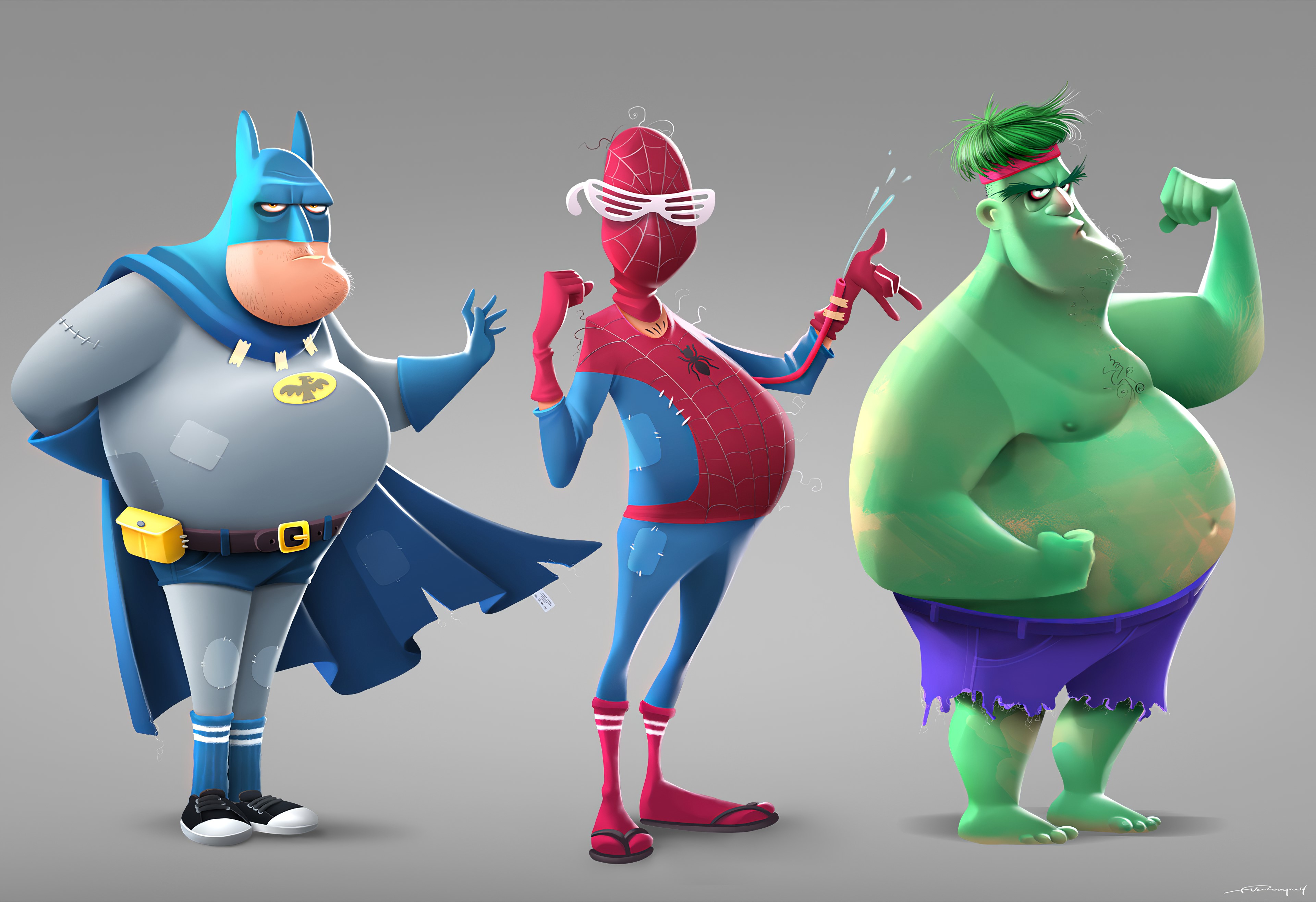 Wallpaper / batman, spiderman, hulk, hd, 4k, superheroes, artwork free download