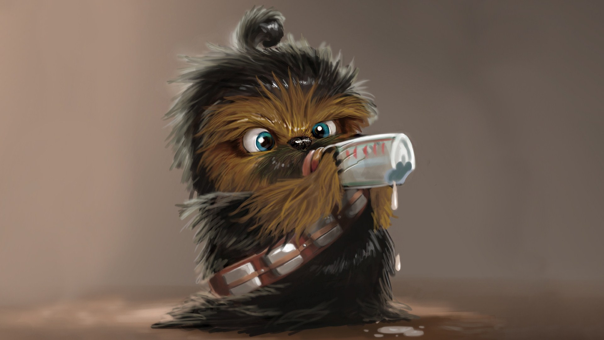 milk, baby animals, chibi, Chewbacca, Star Wars Gallery HD Wallpaper