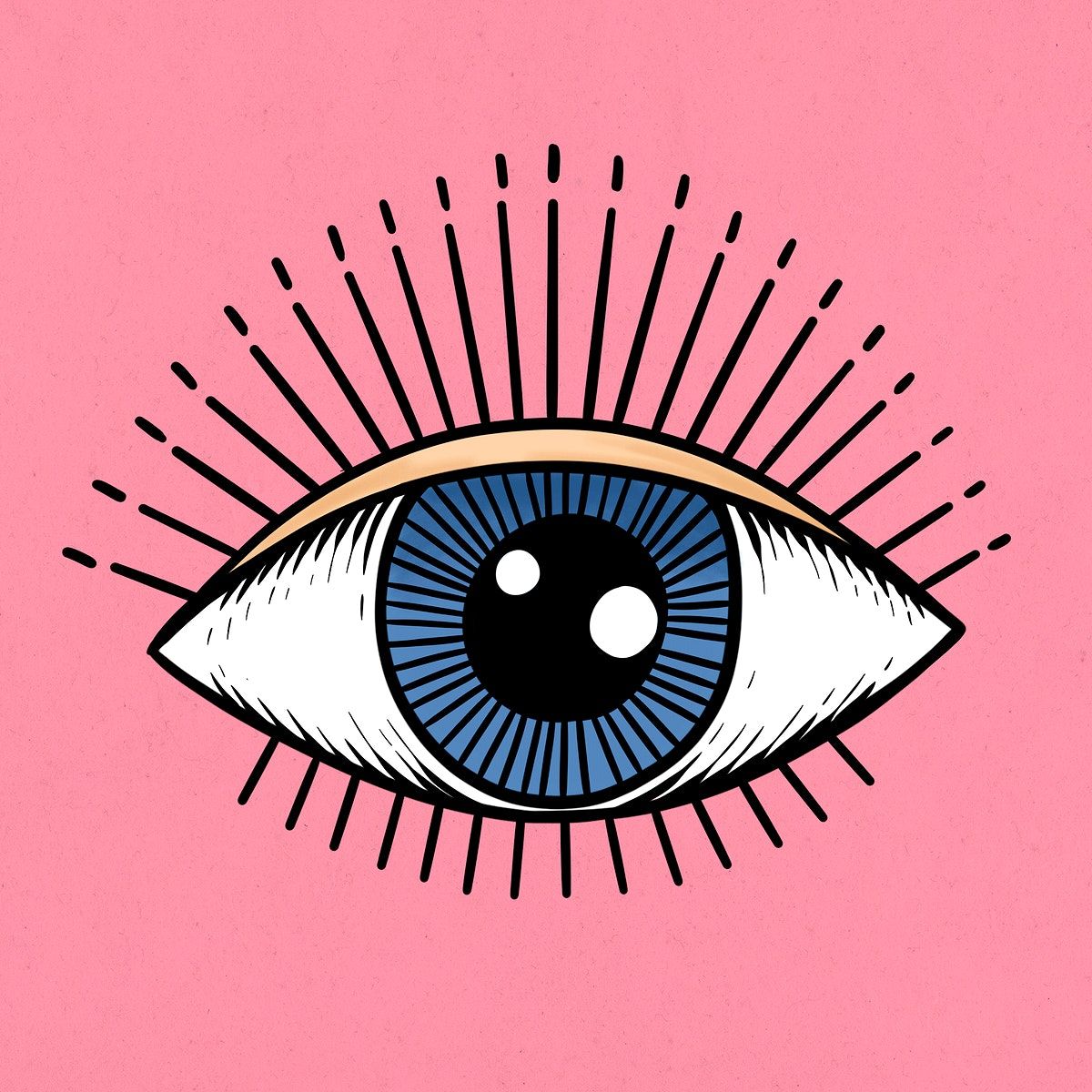 Evil eye sticker overlay on a pink background / Noon. Evil eye art, Eye illustration, Eye painting