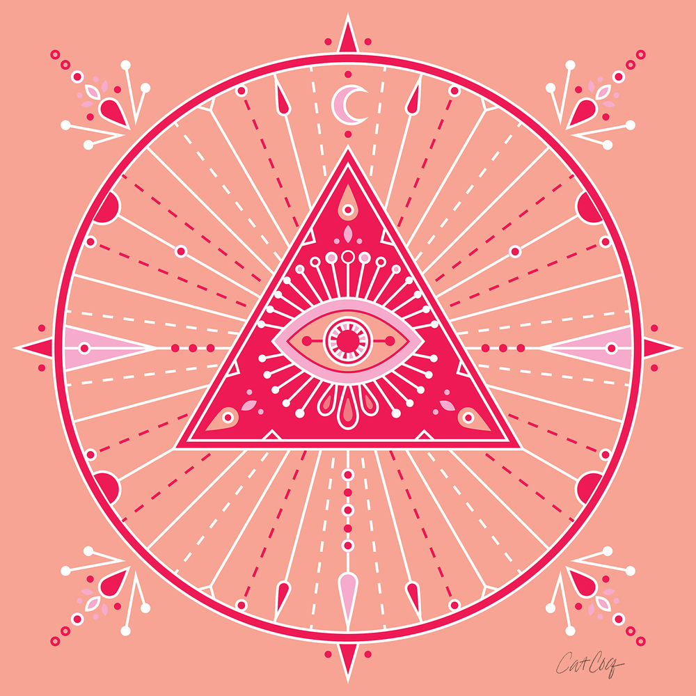 Pink evil eye on white background Royalty Free Vector Image