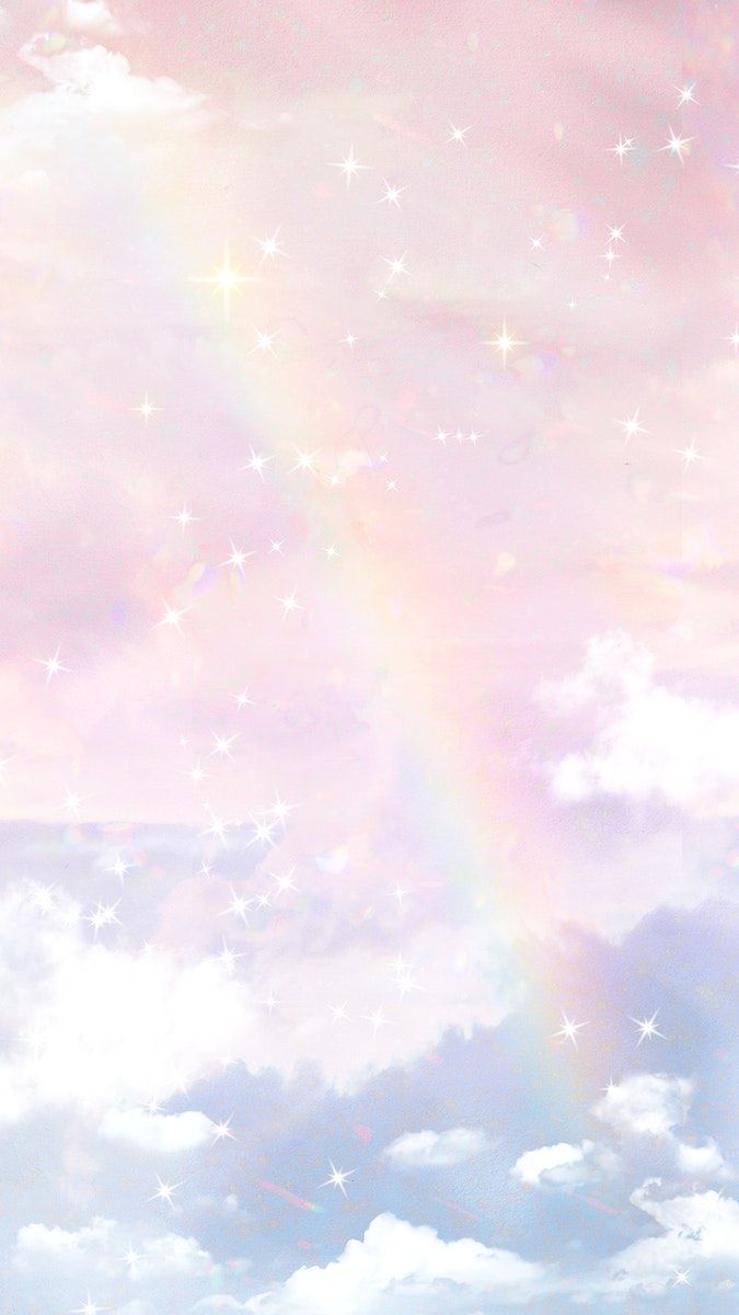 Pastel rainbow sky mobile wallpaper, aesthetic glitter design. free image by raw. Pastel pink wallpaper, Rainbow wallpaper background, Pastel rainbow background