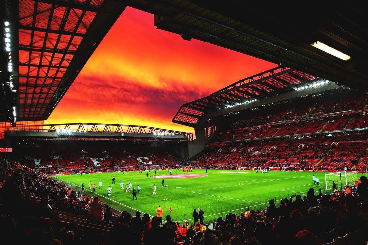 Wallpaper, sunset, red sky, soccer pitches, audience, structure, arena, stage, geographical feature, sport venue, music venue, soccer specific stadium, baseball park 1200x800