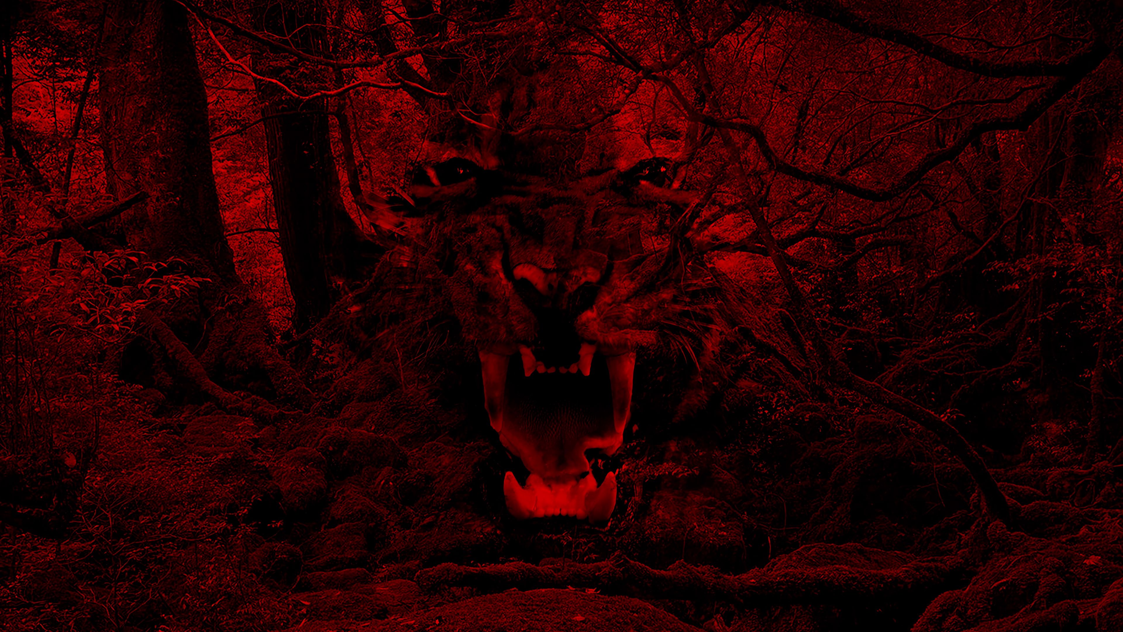 Wallpaper / tiger, jaws, fangs, red, 4k free download