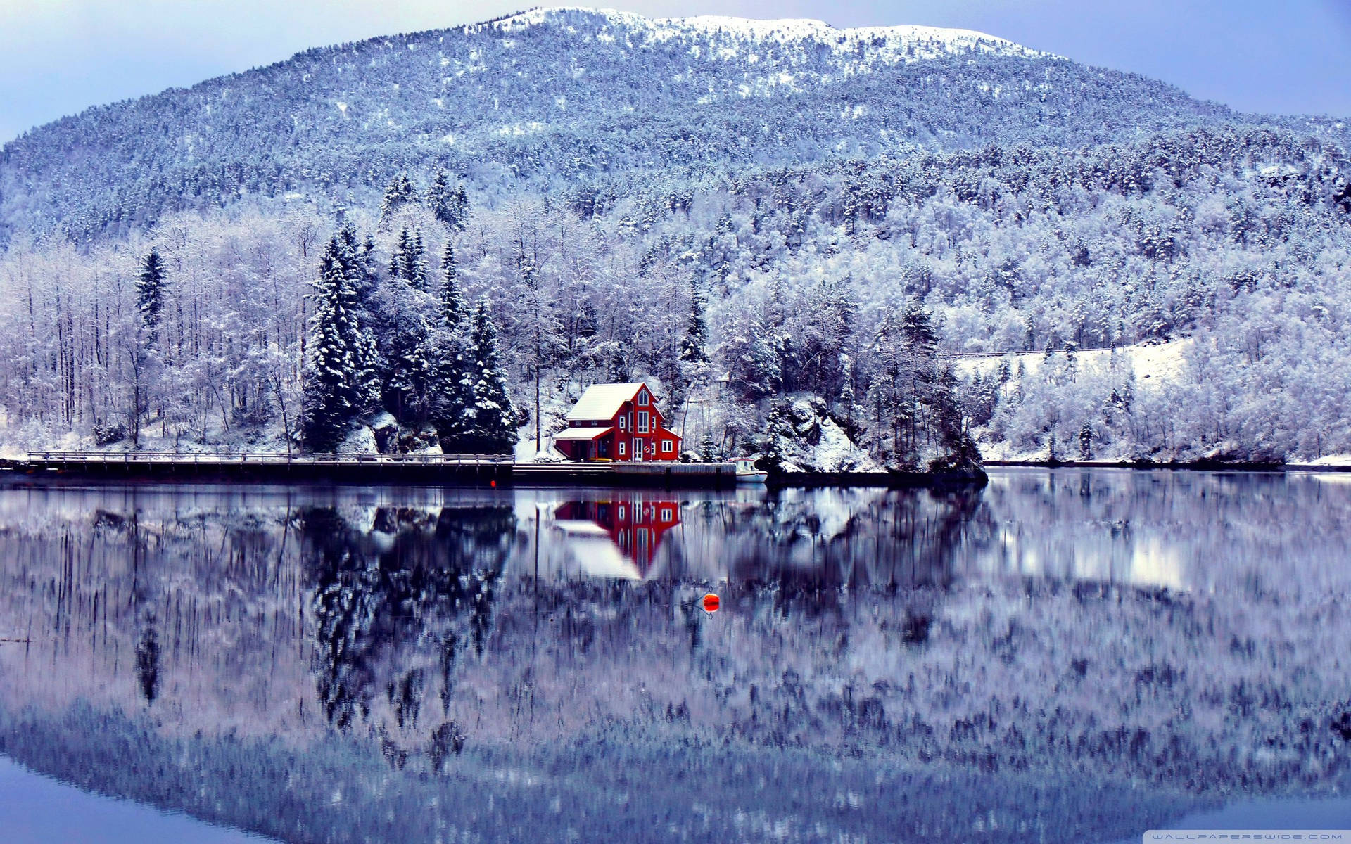 Download Lakeside Cabin Winter