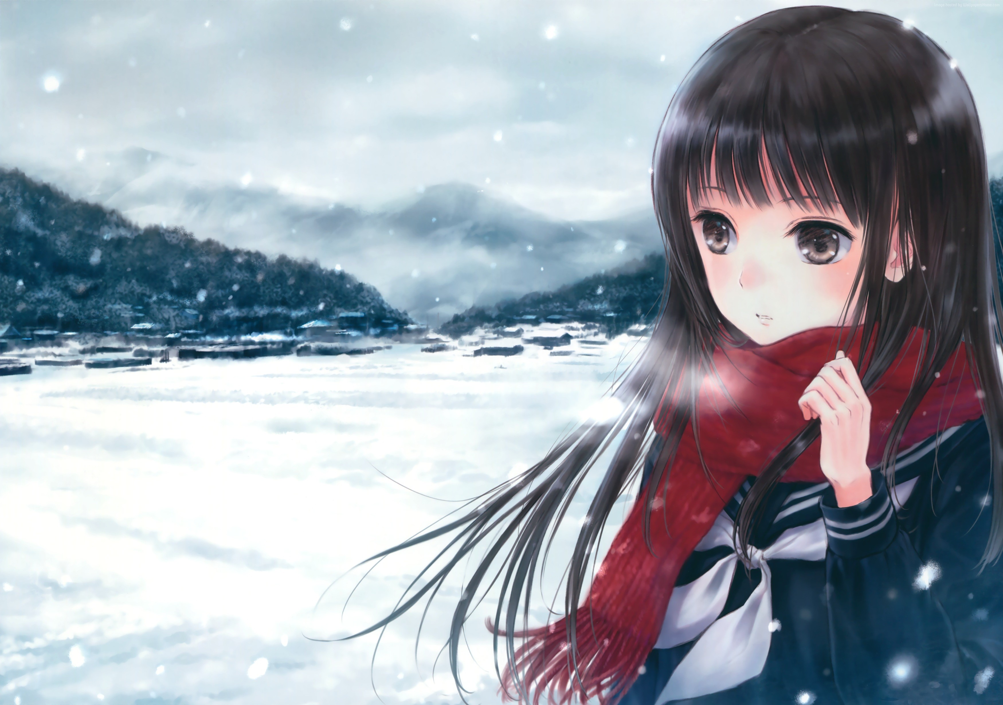 anime, 4K, winter, beauty, girl Gallery HD Wallpaper