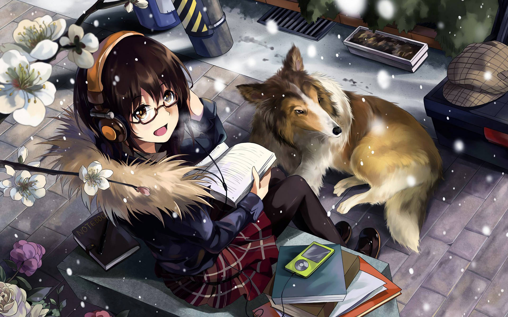 Free download Download Anime Dog And Girl Winter Scene Wallpaper [3840x2400] for your Desktop, Mobile & Tablet. Explore Winter Flower Anime Wallpaper. Flower Background, Anime Background, Flower Wallpaper