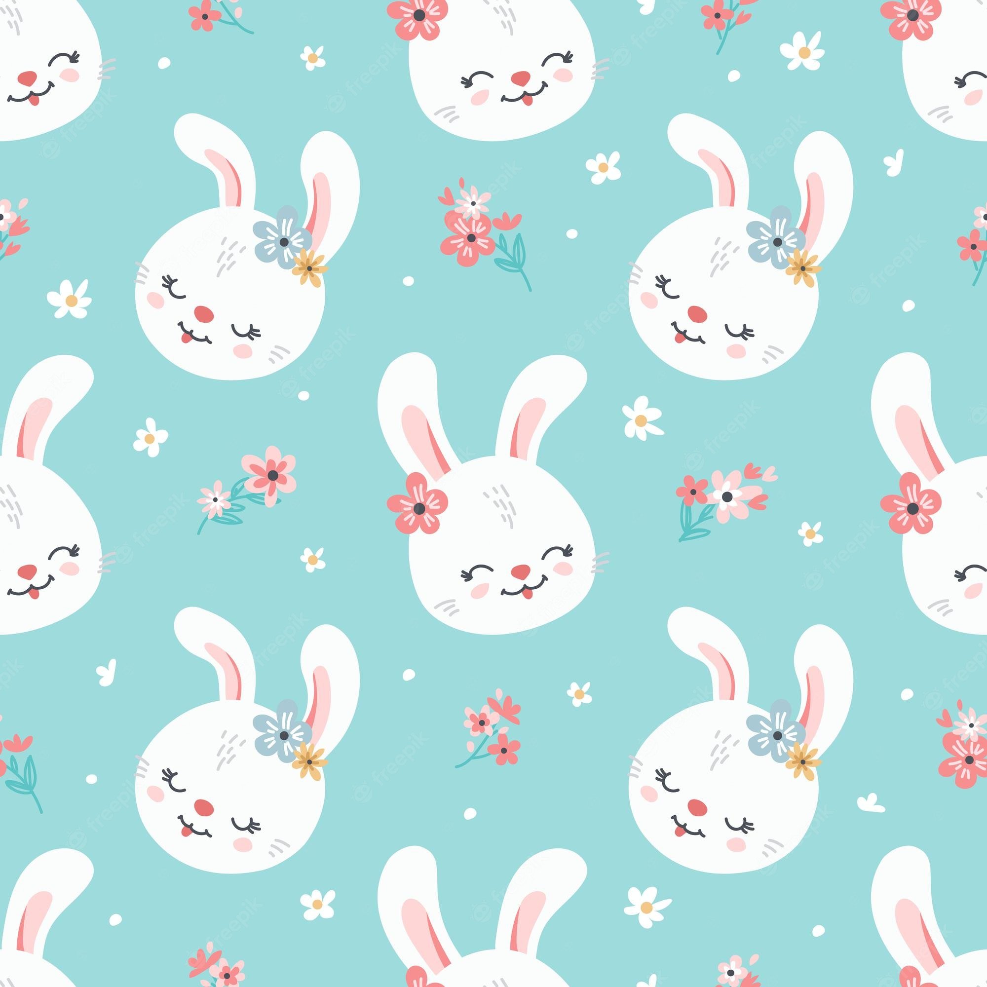 Premium Vector. Spring easter background with cute bunnies for wallpaper and fabric design. vector