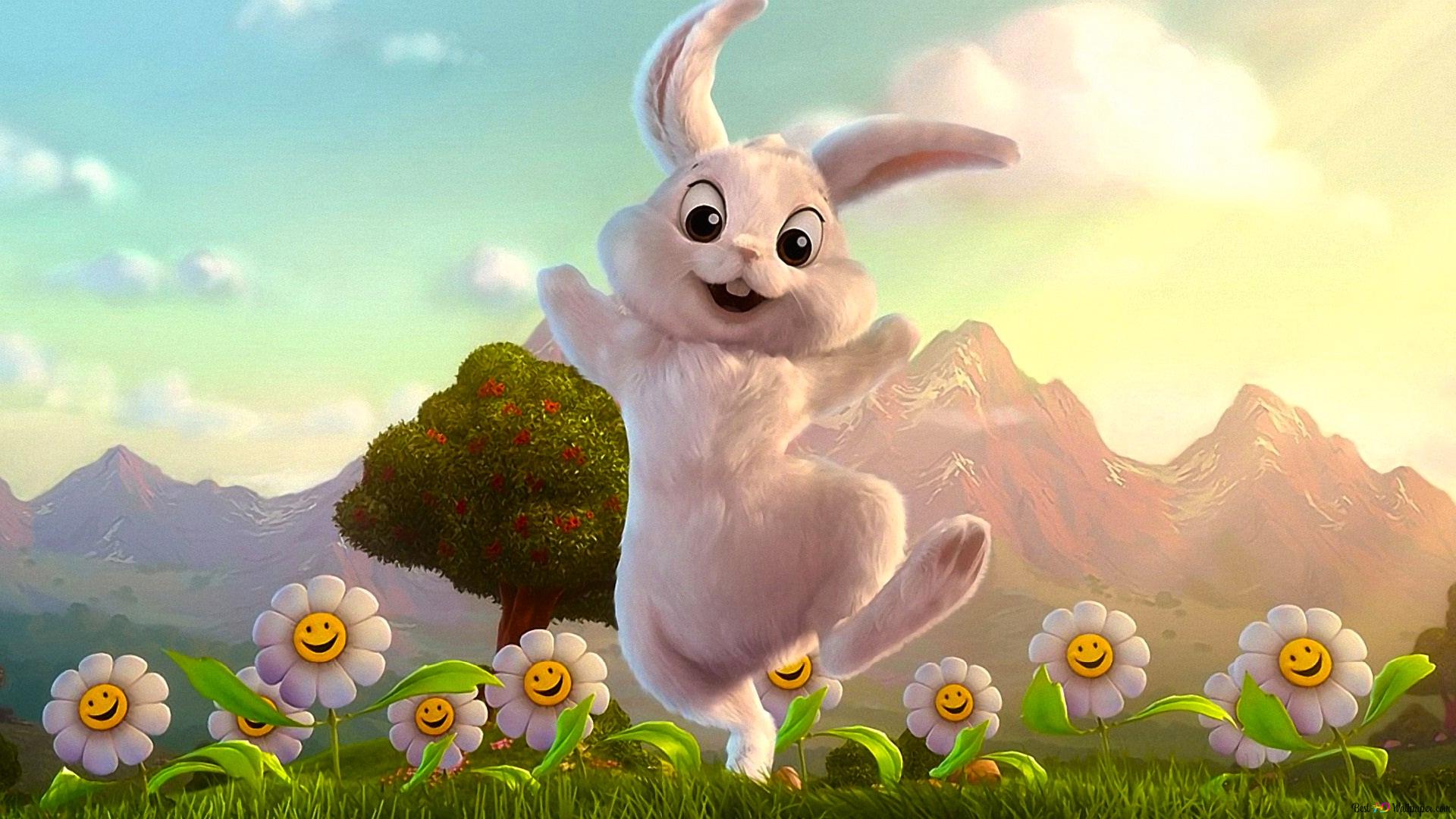 Easter Bunny and Flowers HD wallpaper download