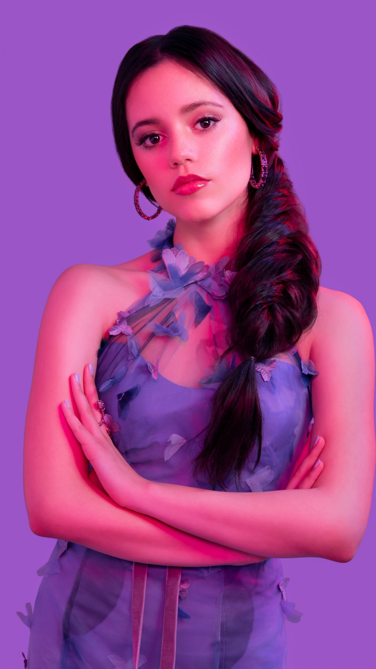 Jenna Ortega Wallpaper 4K, Purple