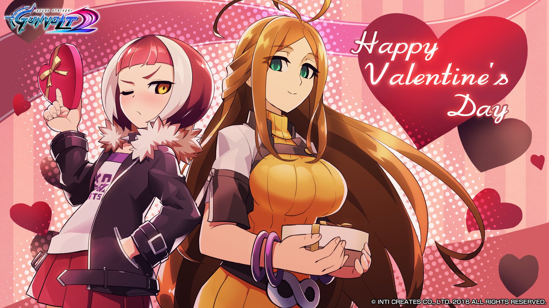 INTI CREATES Valentine's Day, Strikers! :D We have a lovely new Gunvolt wallpaper for you guys featuring Gibril and Desna!