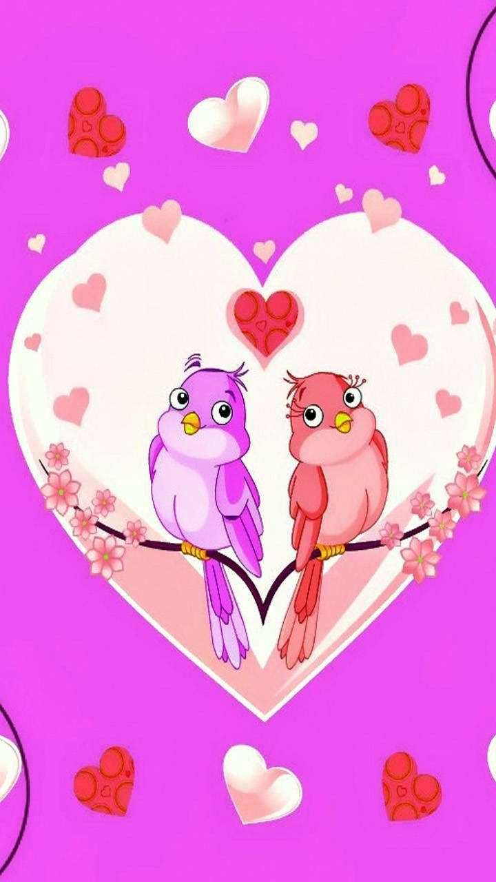 Download Pink And Purple Love Bnirds Wallpaper