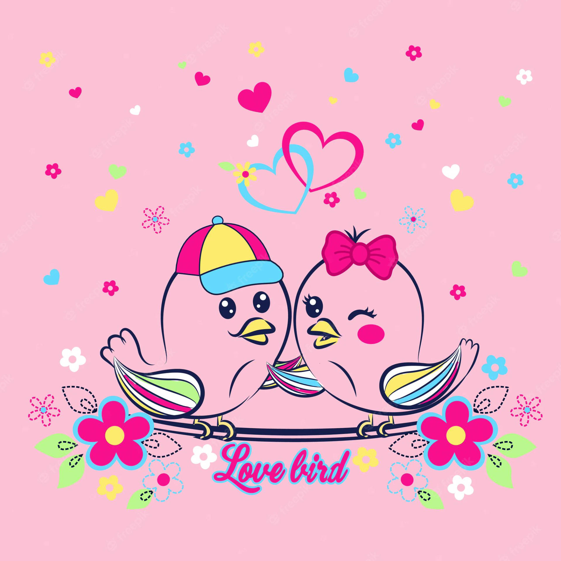 Download Boy And Girl Pink Love Birds Wallpaper