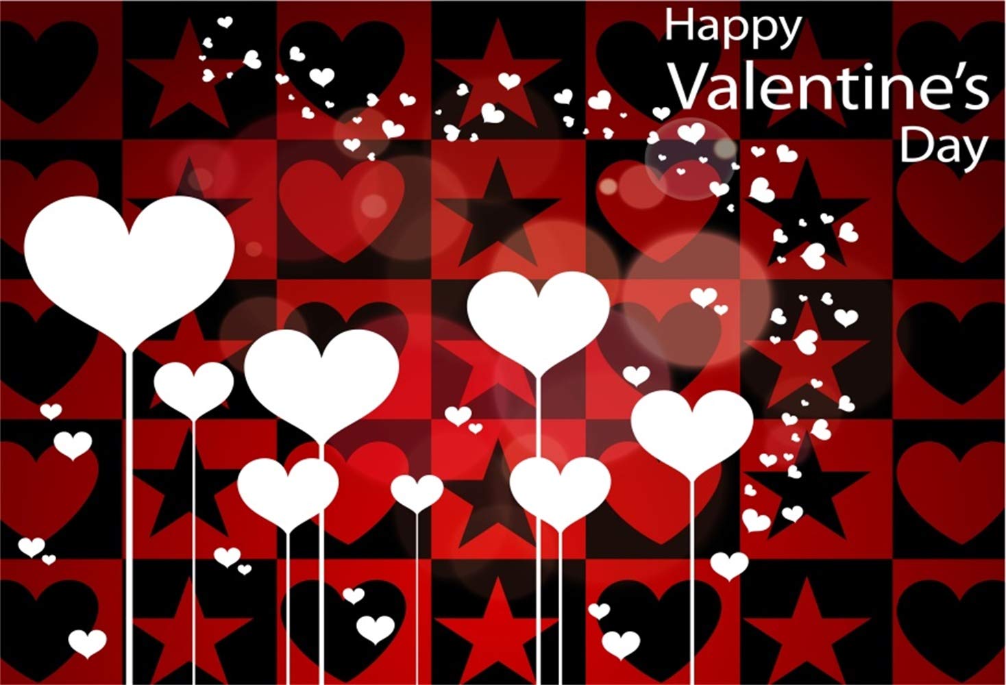 Amazon.com, Laeacco Happy Valentine's Day Backdrop 7x5ft Vinyl White Heart Bars Black and Red Checked Heart Star Design Abstract Haloes Background Lovers Portrait Shoot Greeting Card Wallpaper Studio