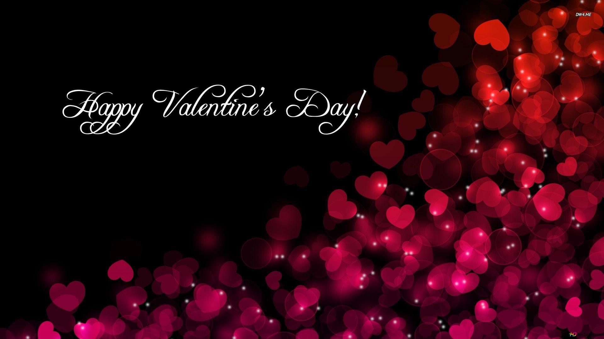 Red little hearts happy valentine's day lettering and black background HD wallpaper download