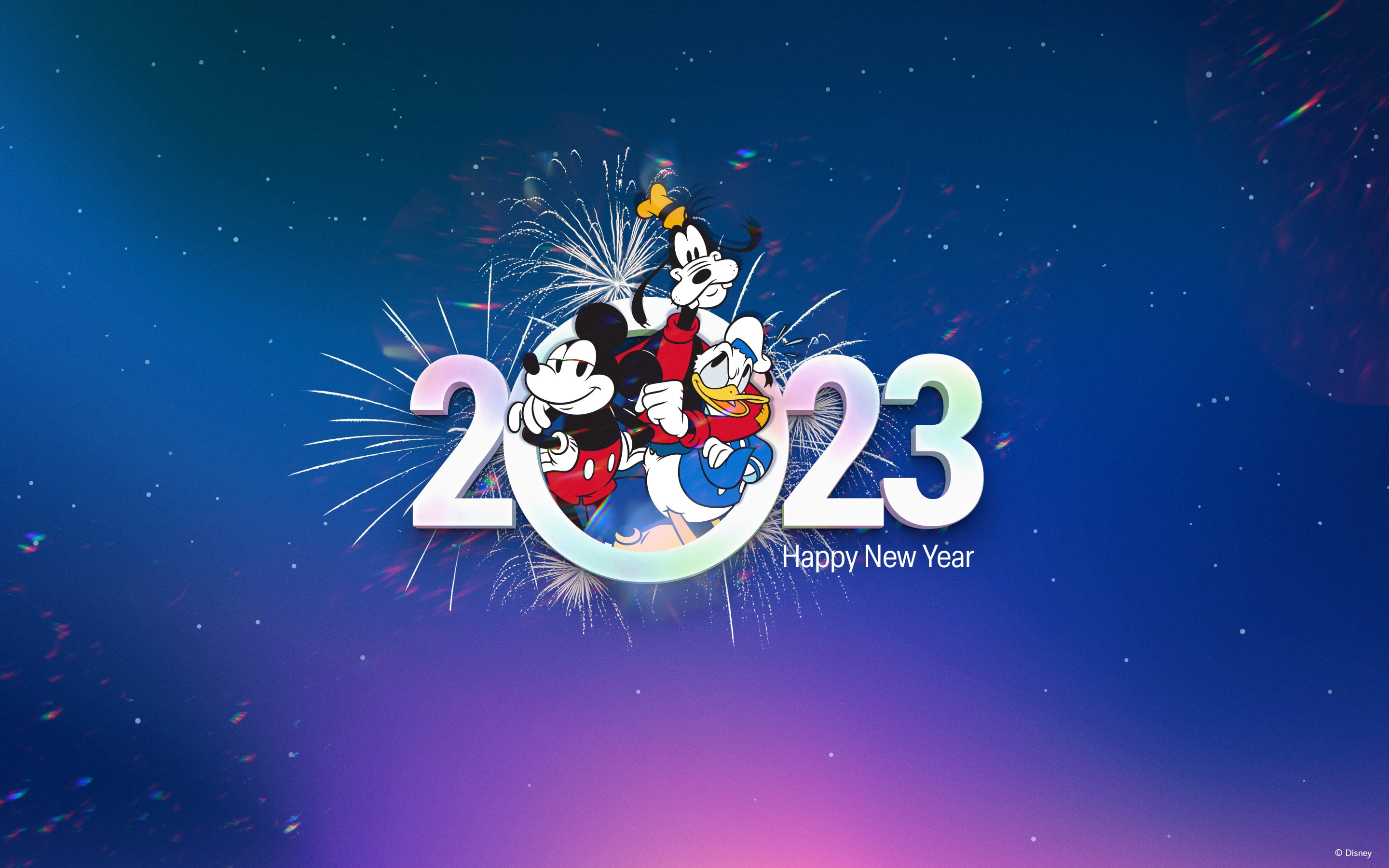 Happy New Year 2023 From Mickey Mouse, Donald Duck And Goofy
