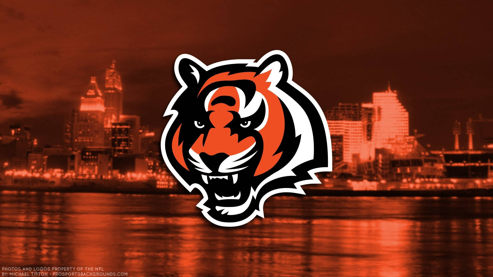 Cincinnati Bengals, orange and black tiger head 2K wallpaper download