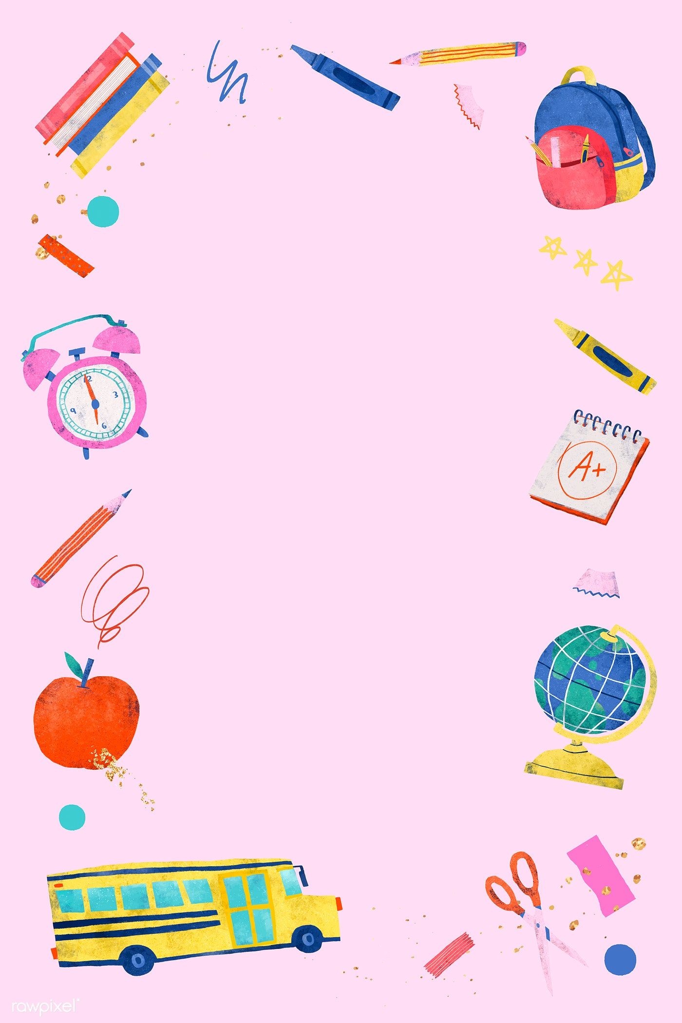 Blank pink back to school frame vector. premium image / Toon. School frame, Blank pink, School posters