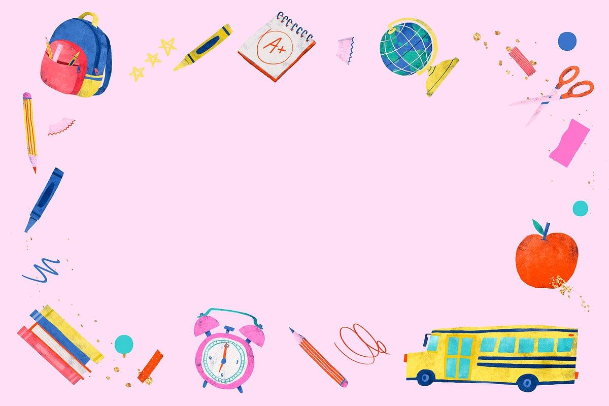Blank pink back to school frame vector. premium image / Toon. School frame, Note doodles, Kindergarten posters