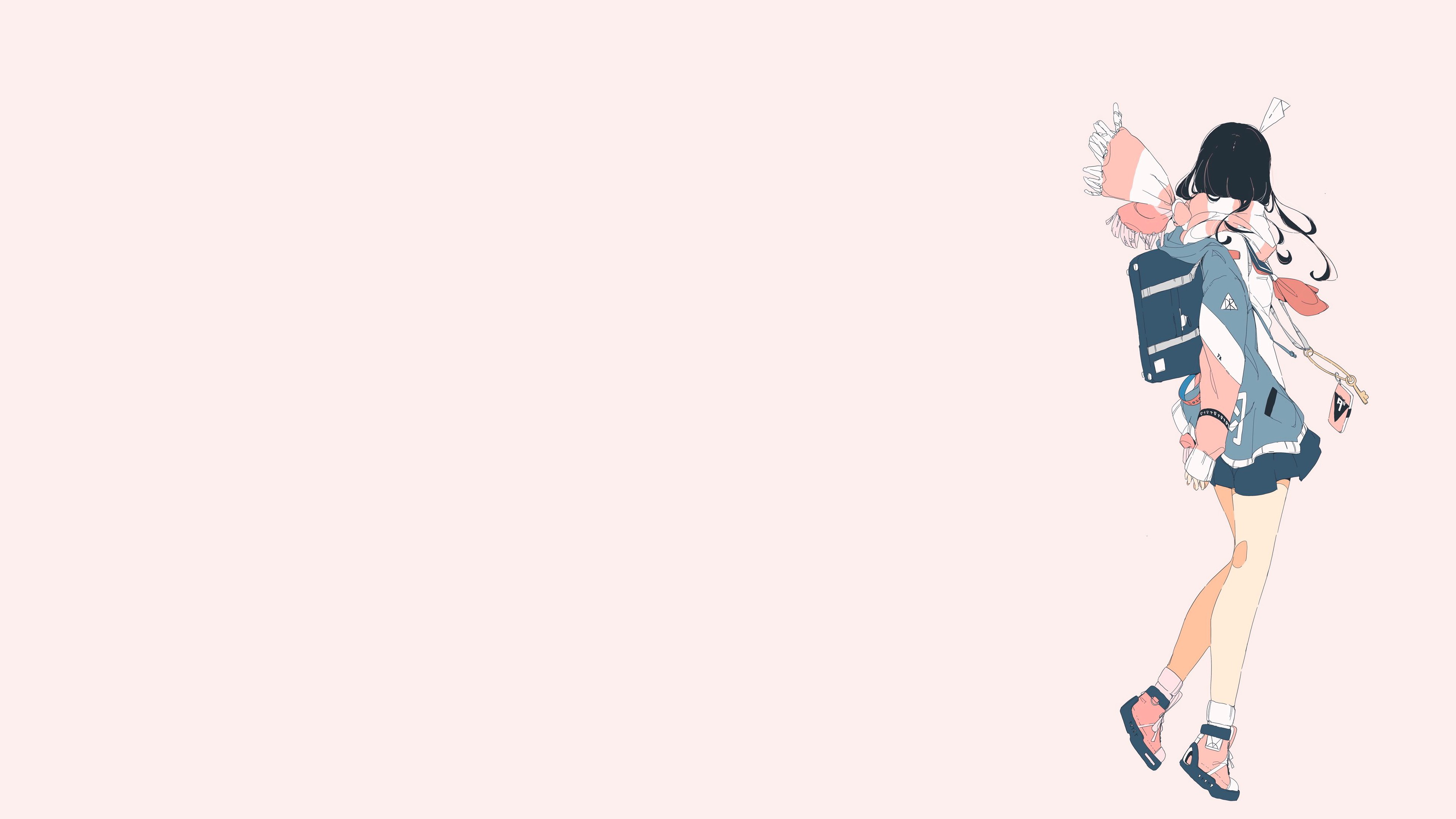 Wallpaper / anime, anime girls, pink background, Streetwear, school uniform, original characters free download