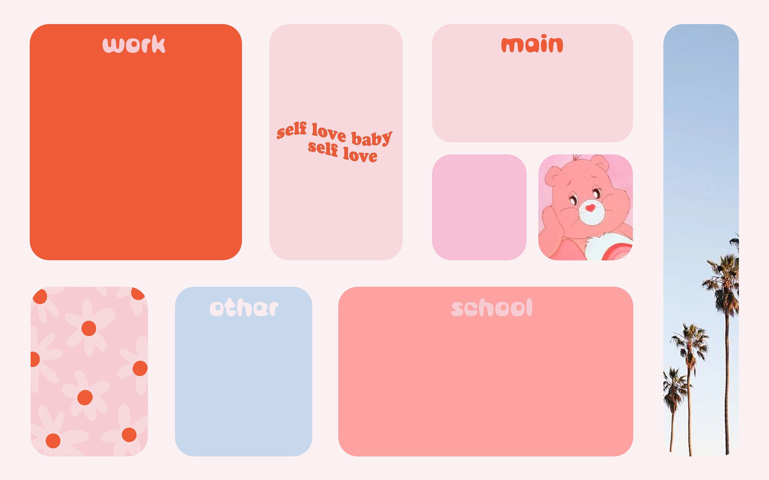 Desktop Organizer Wallpaper Pink Theme