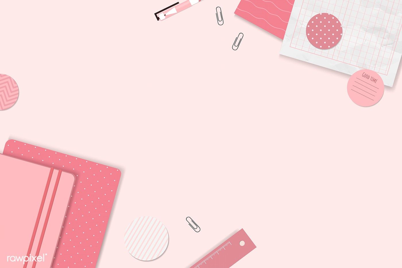 Pink notepad planner set vector. premium image / Chayanit. Pink notepad, Powerpoint background design, Planner set