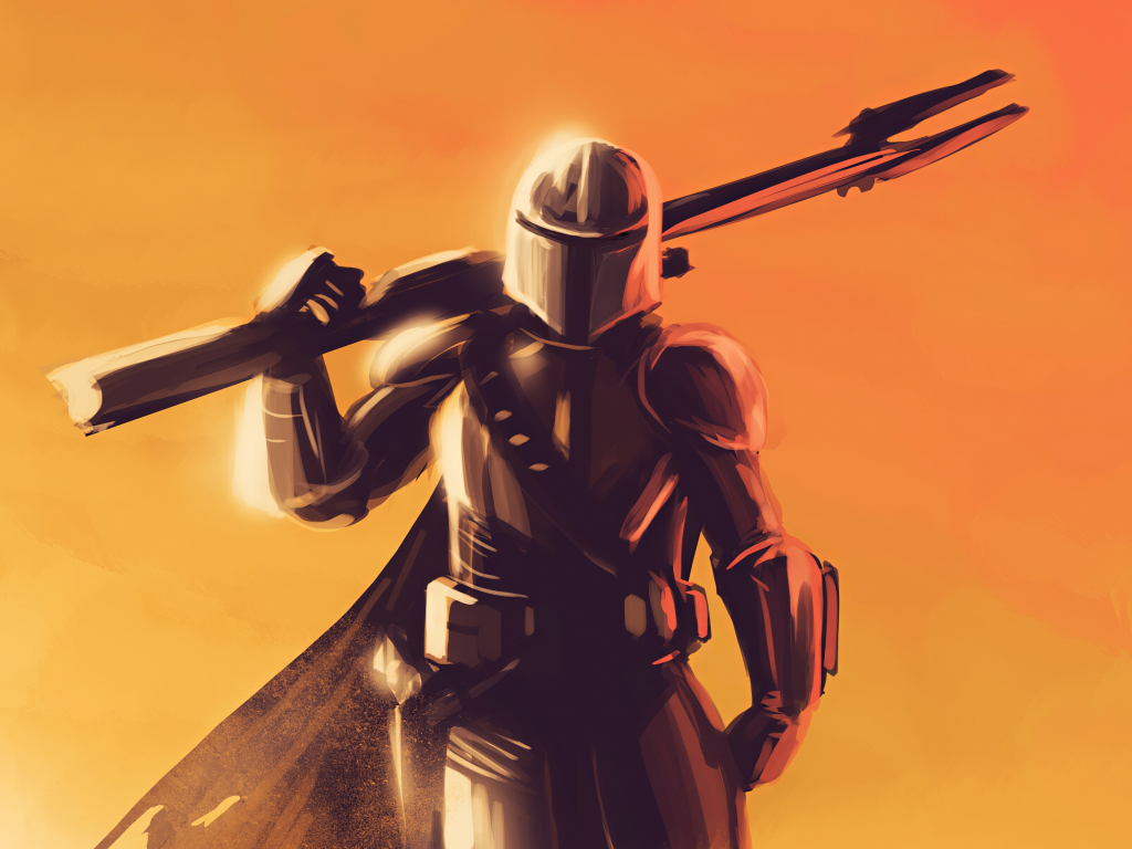 Download wallpaper 1024x768 artwork, soldier, star wars, the mandalorian, standard 4:3 fullscreen 1024x768 HD background, 23609