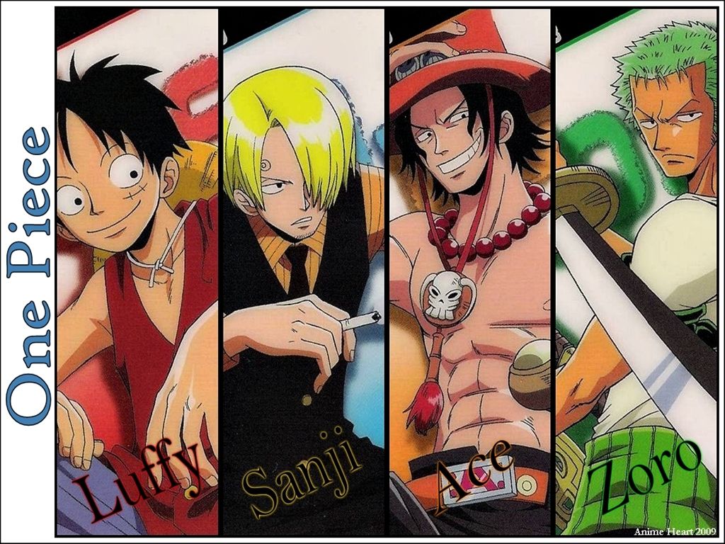 Monkey D. Luffy, Sanji, Portgas D. Ace, and Roronoa Zoro. Anime, Anime one, One piece luffy