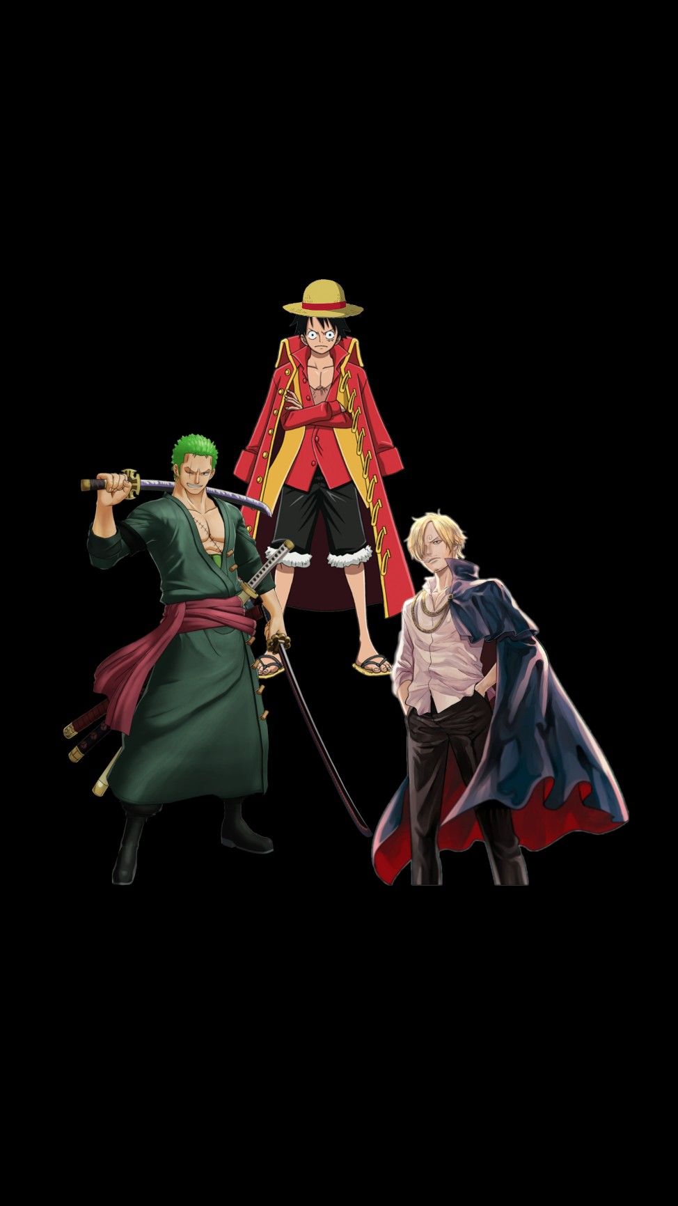 One piece Luffy zoro sanji wallpaper black background strawhat pirates. One piece luffy, Black background, Luffy