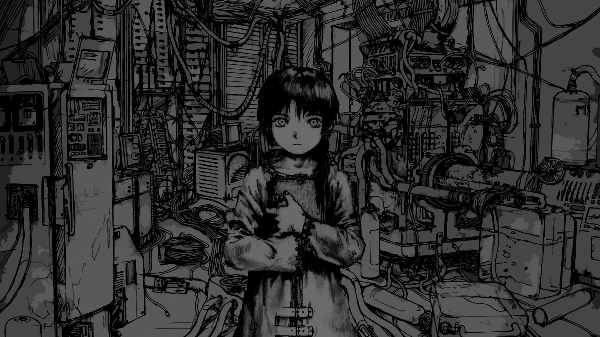 computers, Serial, Experiments, Lain, Technology, Iwakura, Lain, Monochrome, Anime, Drawn, Anime, Girls Wallpaper HD / Desktop and Mobile Background