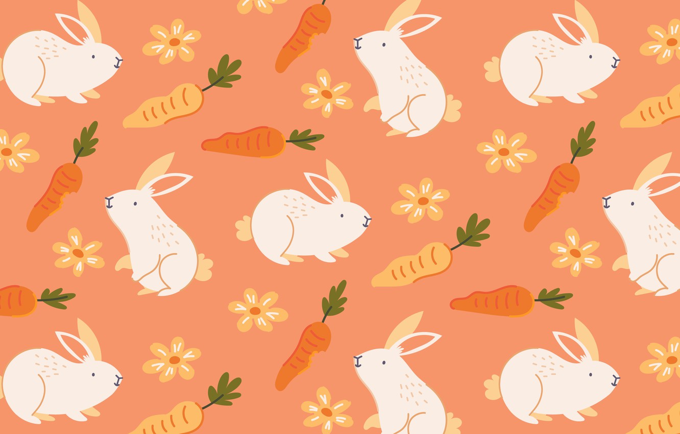 Wallpaper flowers, texture, rabbit, Christmas, Easter, rabbits, New year, rabbits, orange background, carrots, a lot, the year of the rabbit - for desktop, section текстуры