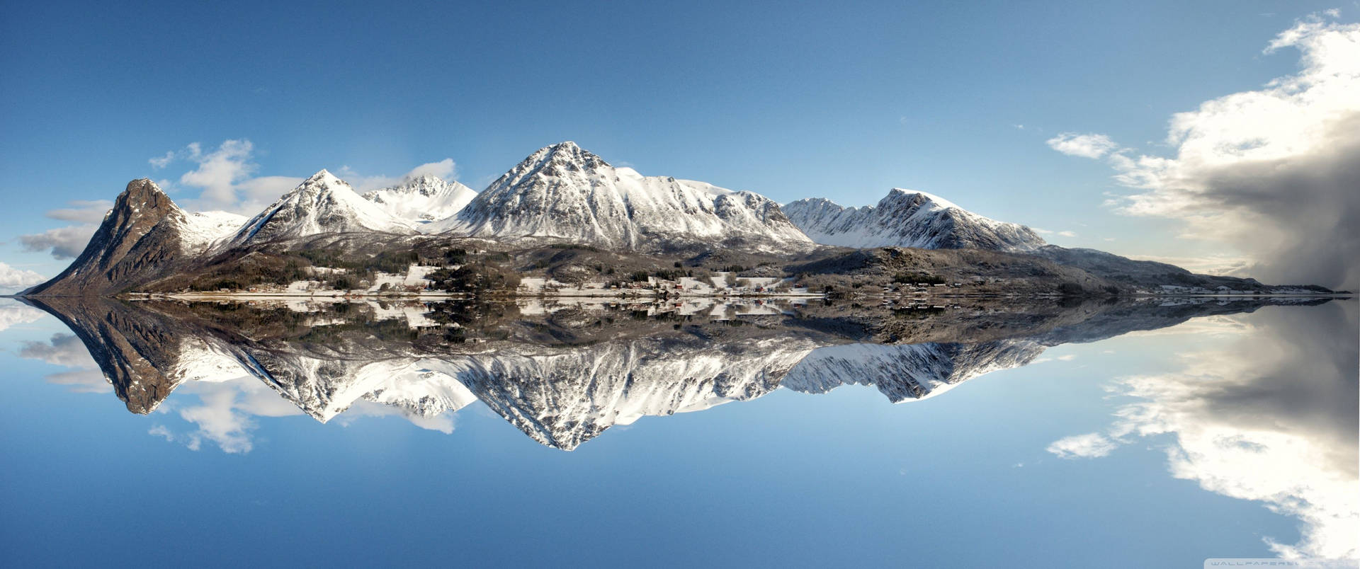 Download Ultrawide Snowy Mountain Reflection Wallpaper