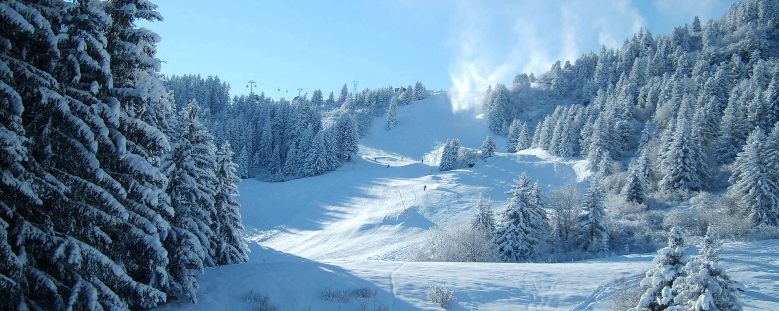 Download wallpaper 2560x1024 mountains, snow, winter ultrawide monitor HD background