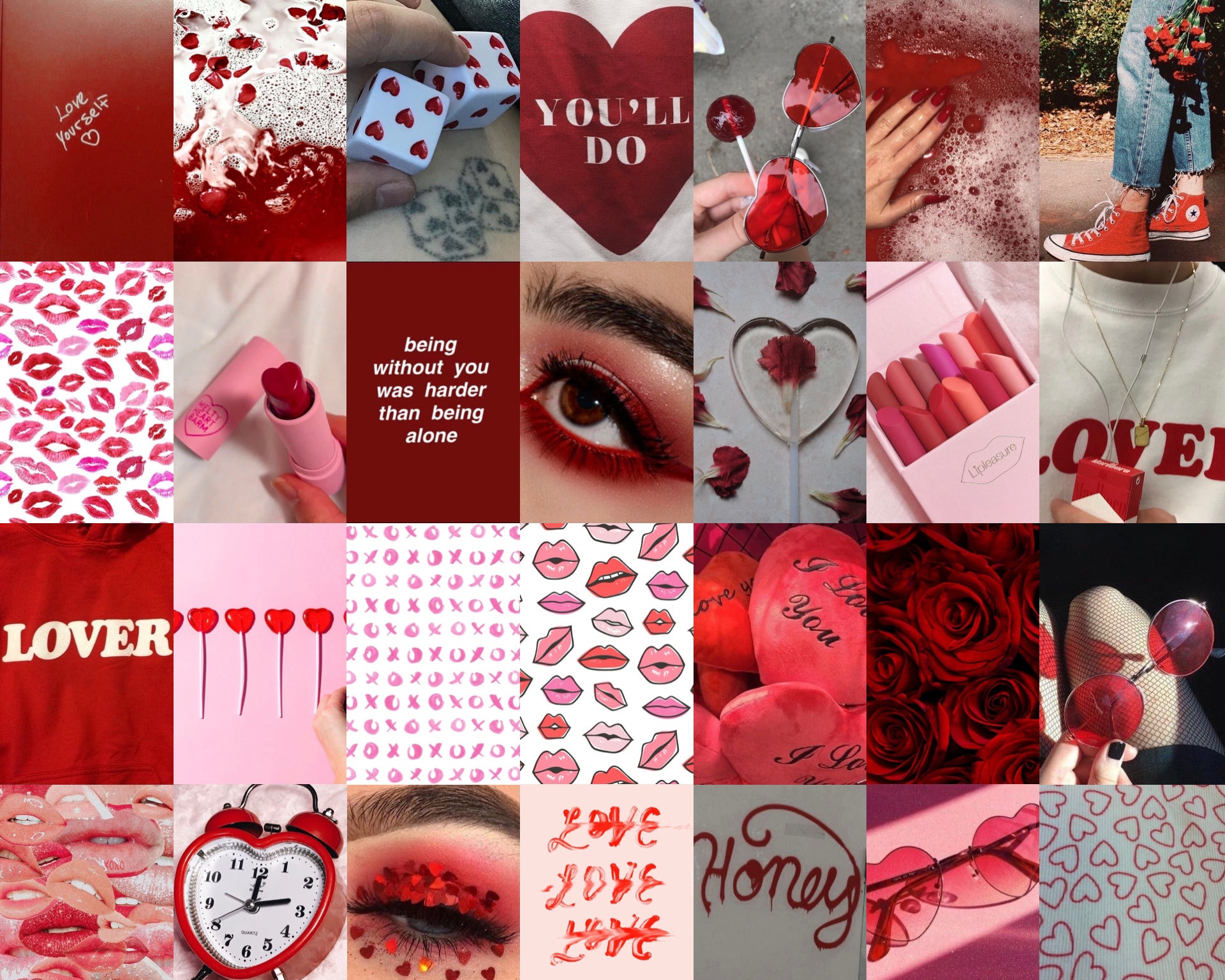 Red Valentine Collage Wallpapers Wallpaper Cave
