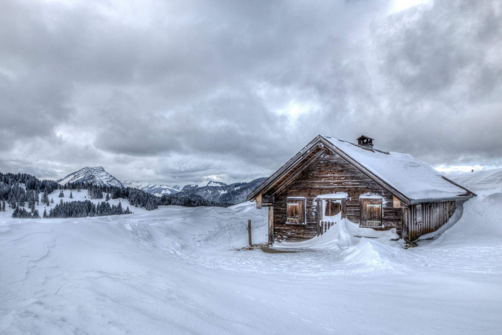 winter snow chalet cool mountain house winter snow hut cold mountains house background wallpaper widescreen full