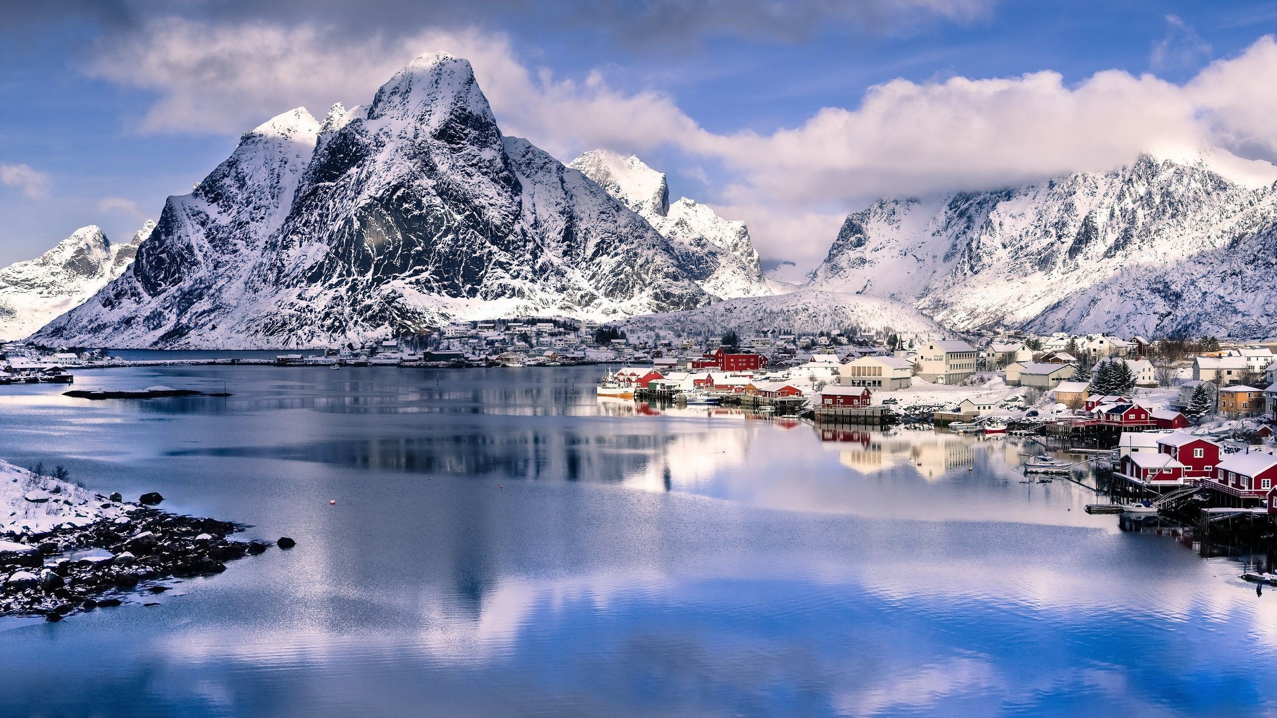 norway winter snow.. clouds house hills Norway villages water snow winter reflection rock. Landscape photo, Norway, Norway wallpaper