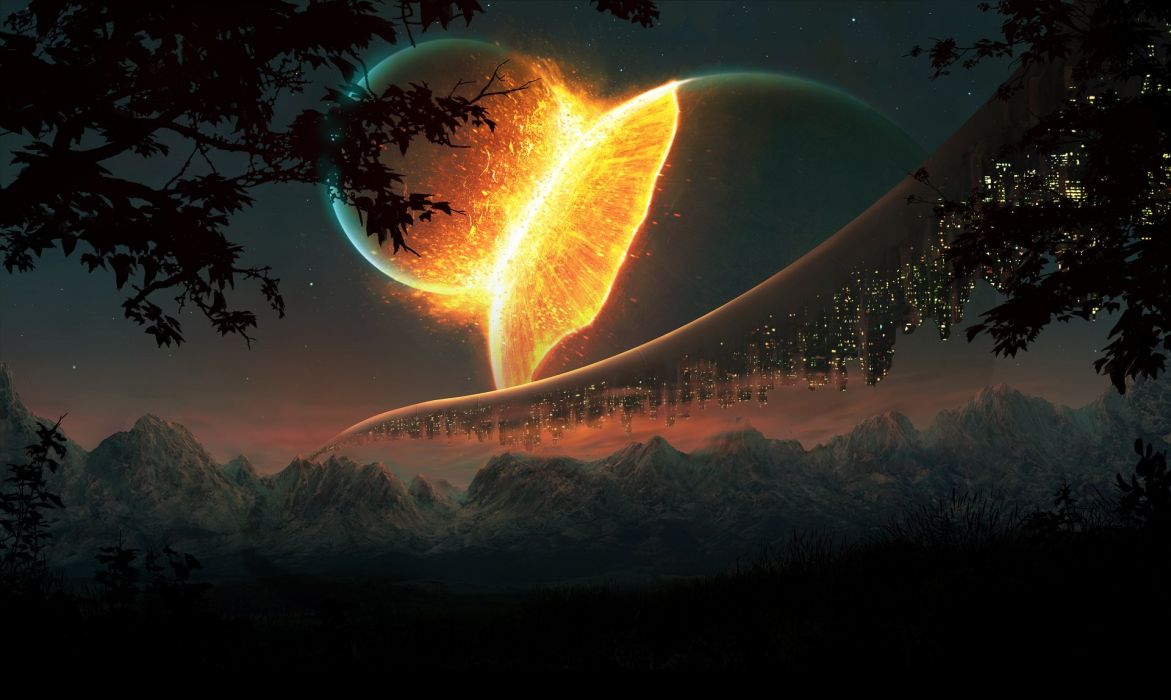 Science fiction landscape space planet digital art apocalyptic wallpaperx1148