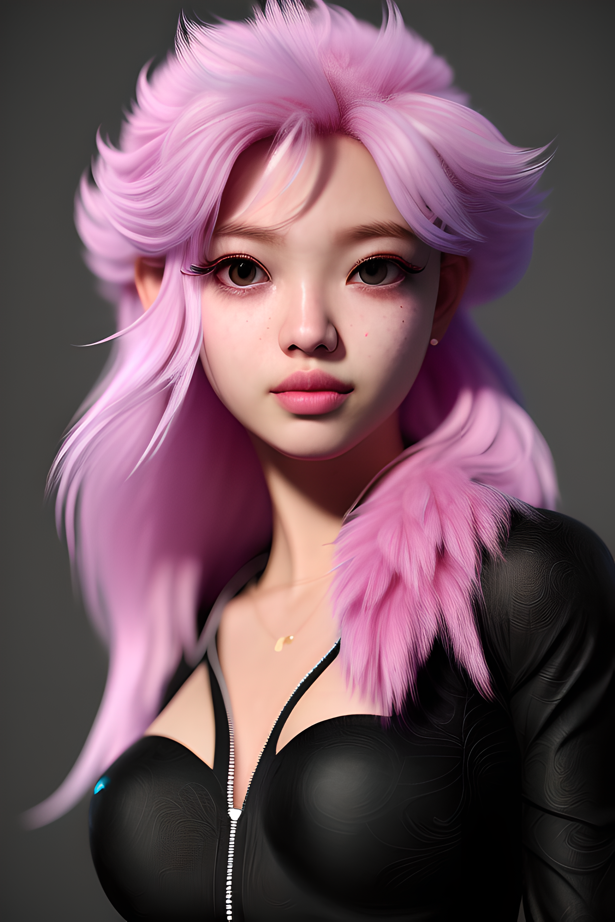 Pink Hair Blushing Fluffy Clothe Stable Diffusion Vertical Women Asian Wallpaper:2048x3072