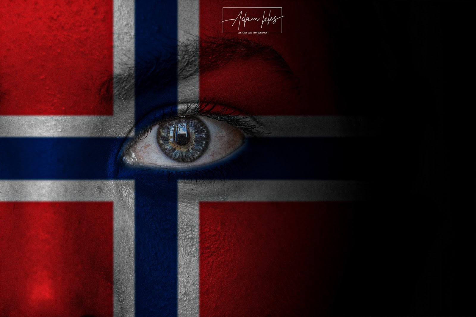 Photo of the flag of Norway on the face of a Child background