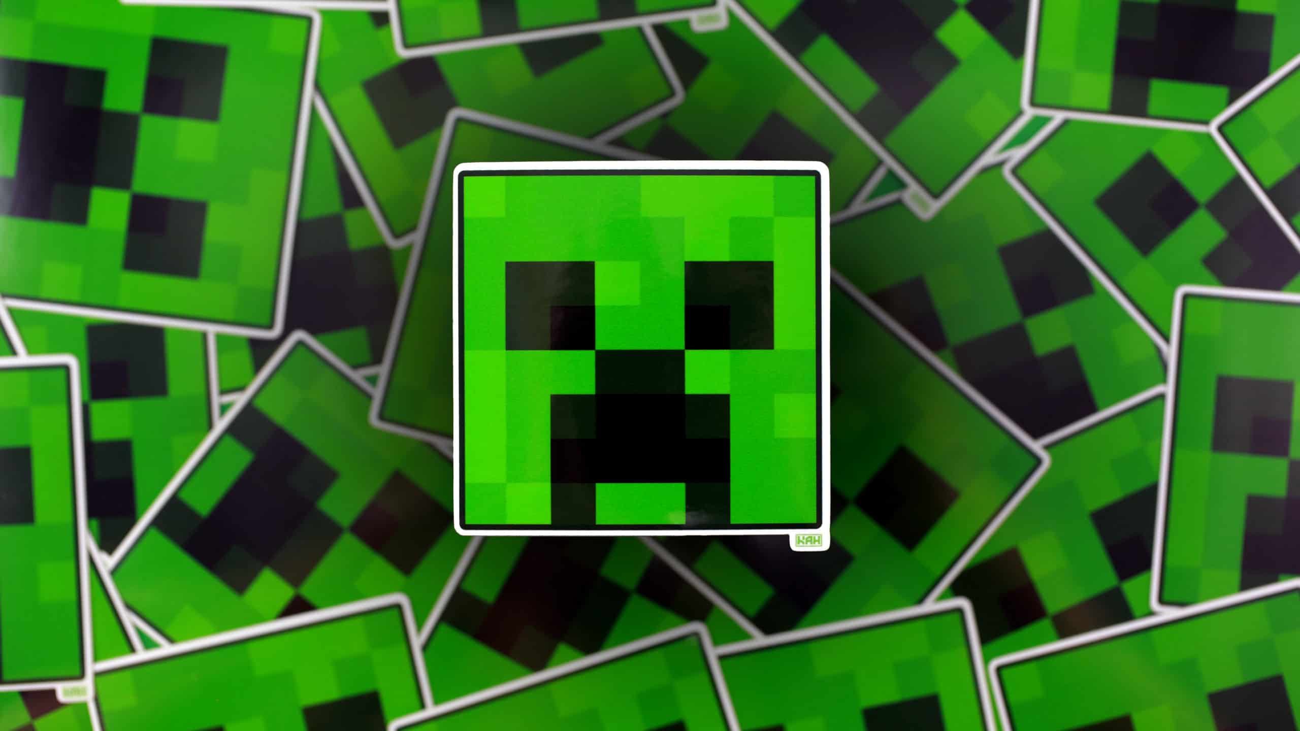 Download Black And Green Creeper Face 2560x1440 Minecraft