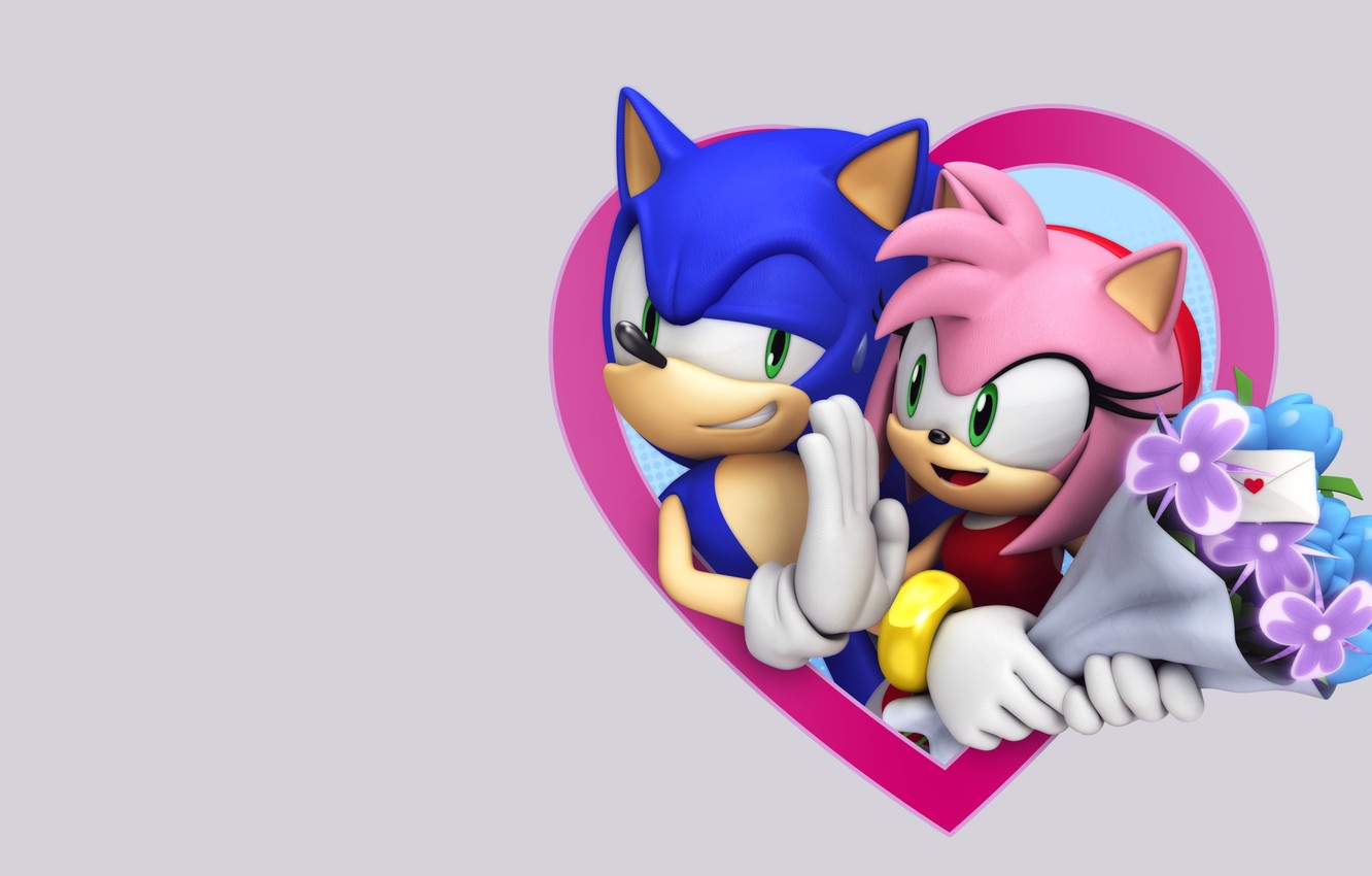 Wallpaper letter, holiday, the game, heart, minimalism, art, Valentine's day, Sonic, Valentine's Day, bouquet couple, Rafa Knight, rendering image for desktop, section арт