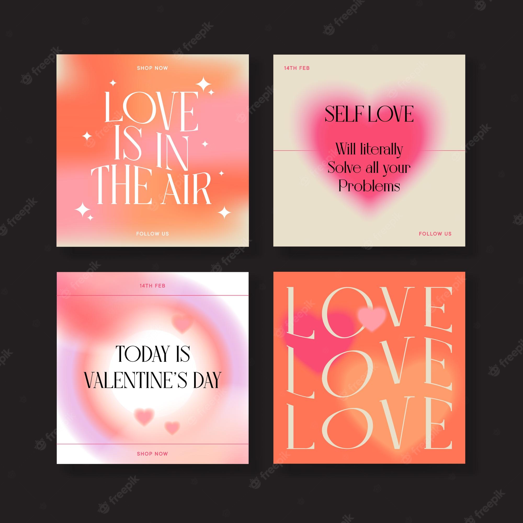 Premium Vector. Happy valentines day greeting cards trendy gradients typography y2k social media post