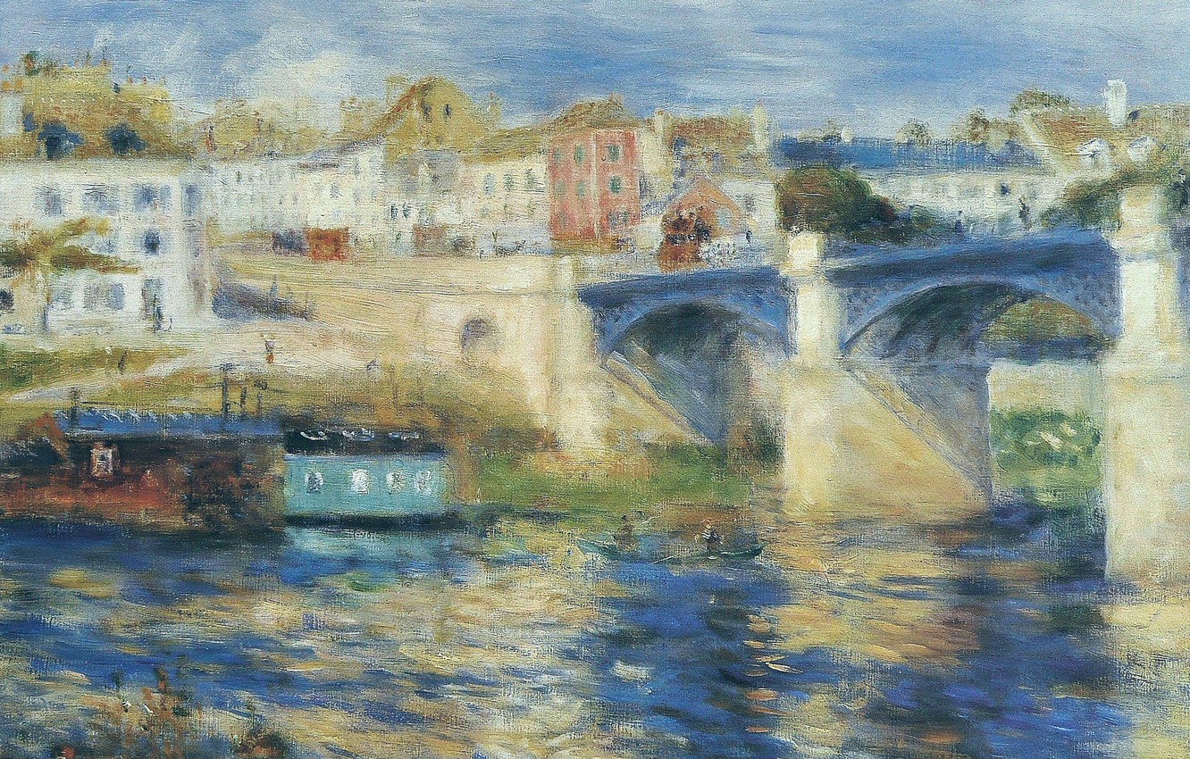 Wallpaper river, picture, the urban landscape, Pierre Auguste Renoir, Pierre Auguste Renoir, The bridge at Chatou image for desktop, section живопись
