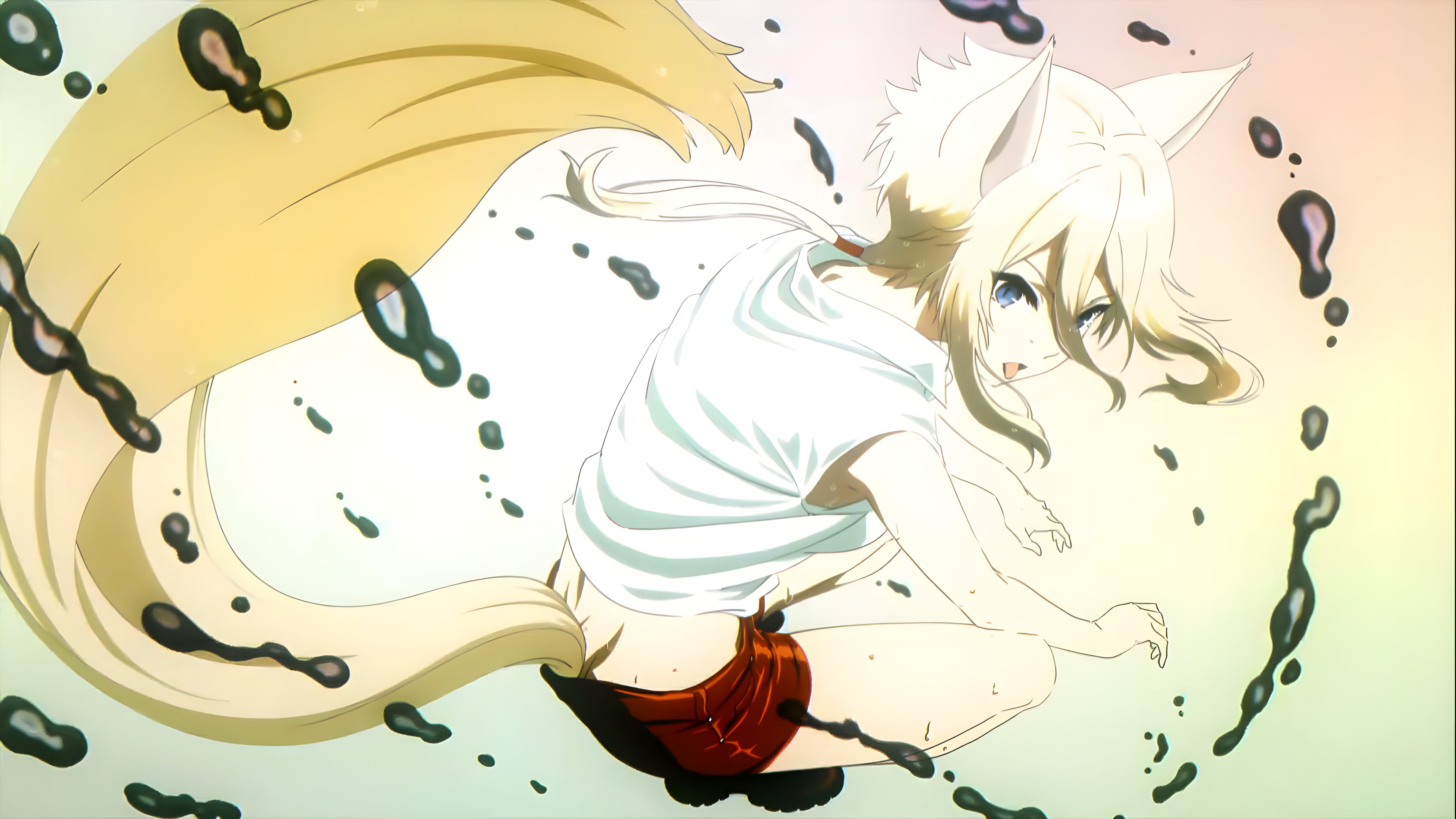 Wallpaper, The Eminence in Shadow, Shadow Garden, anime girls, 4k, zeta, fox girl, Fox ears, fox tail, tongue out 5464x3072