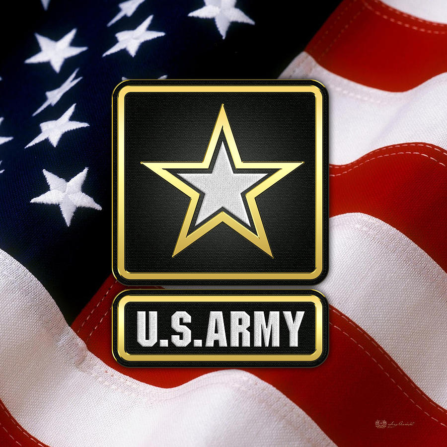 U. S. Army Logo over American Flag. Digital Art