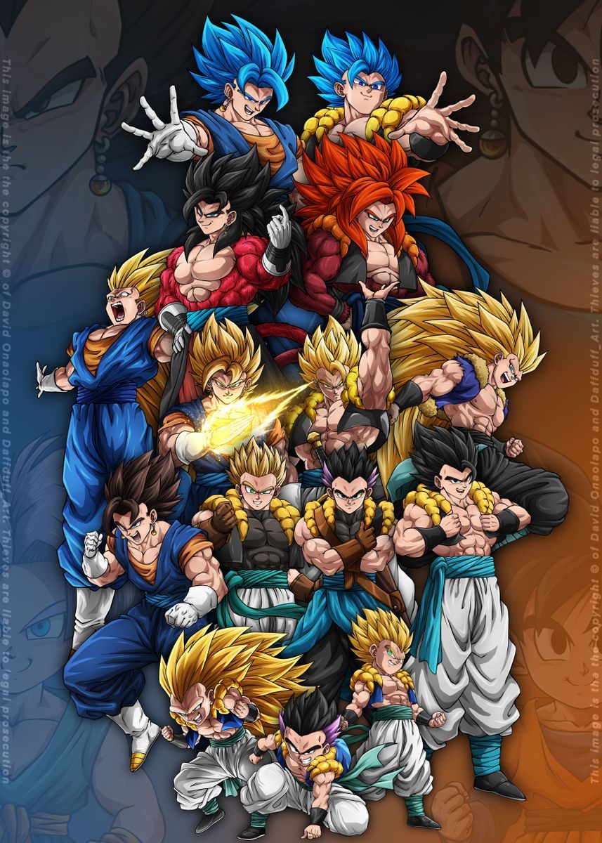 The Power of Fusion II' Poster by David Onaolapo. Displate. Anime dragon ball goku, Anime dragon ball, Anime dragon ball super
