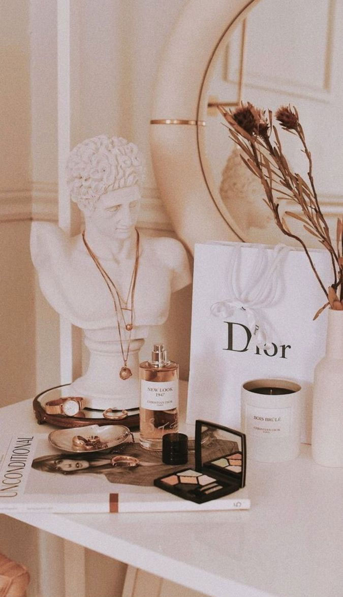 Beige Wallpaper Photo, Dior & Makeup Aesthetic Wallpaper